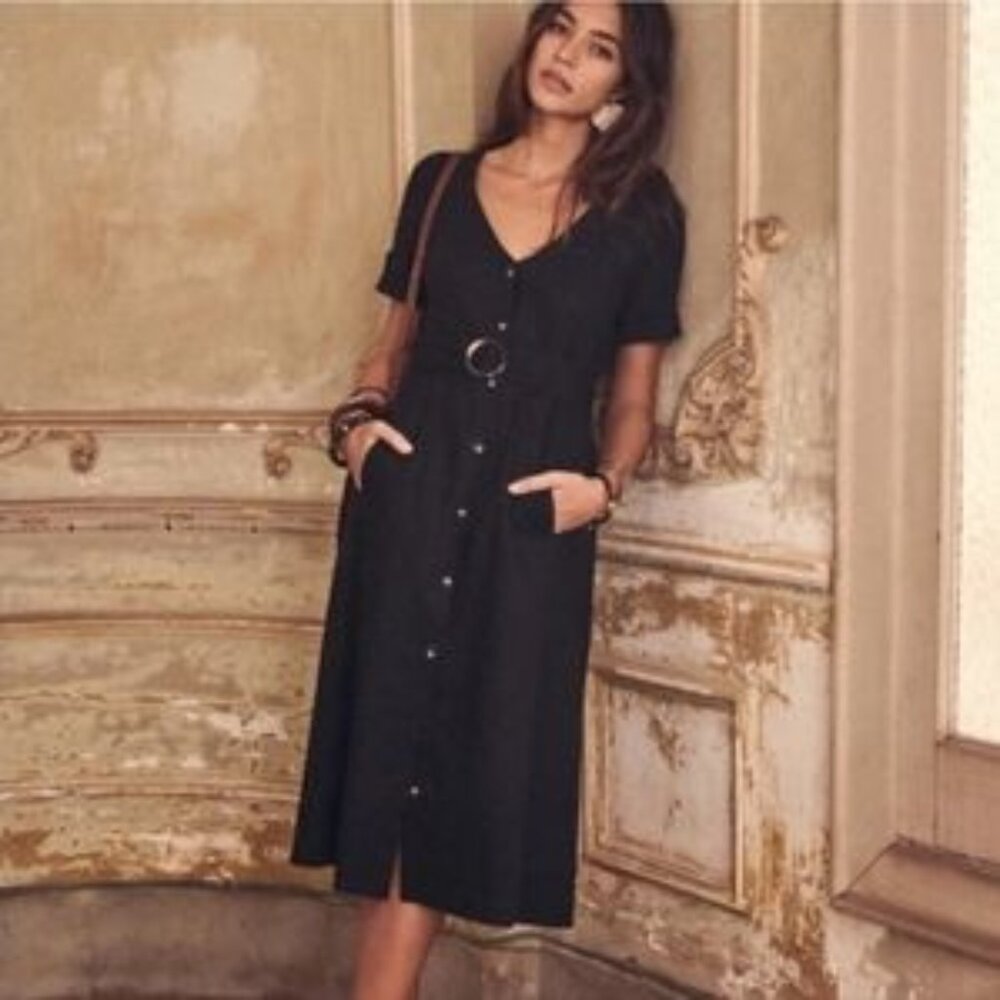 Sezane Marianne Midi Dress in Black - Size 34